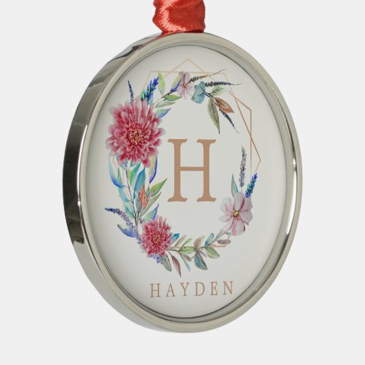 Individuelle Name der Blumenkranke Ornament Aus Metall (Rechts)