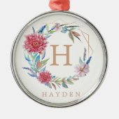 Individuelle Name der Blumenkranke Ornament Aus Metall (Vorne)