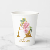 Individuelle Name der floralen Monogramm-Initial-b Pappbecher (Vorderseite)