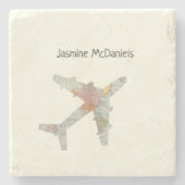 individuelle Name der Flugzeugweltkarte Steinuntersetzer (Vorderseite)