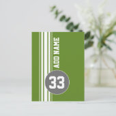 Individuelle Name der grünen grauen Streifen Postkarte (Stehend Vorderseite)