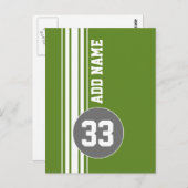 Individuelle Name der grünen grauen Streifen Postkarte (Vorne/Hinten)