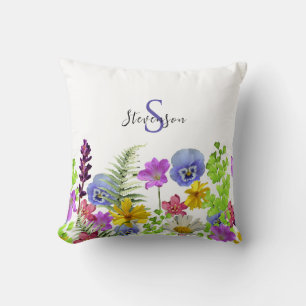 Individuelle Name der hübschen Wildblumen und Mono Kissen