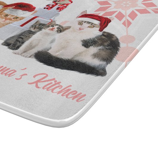 Individuelle Name der Katzen in Rot und Rosa Schneidebrett (Ecke)