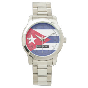 Individuelle Name der kubanischen Flagge Armbanduhr