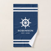 Individuelle Name der Nautischen Marine, blau-weiß Badhandtuch Set (Handtuch)