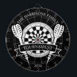 Individuelle Name der Schwarzweißfamilie Dartscheibe<br><div class="desc">Feiern Sie Familienspass mit dem Black and White Family Individuelle Name Dart Board. Dieses elegante Design verfügt über eine einfarbige Palette, die es zu einer zeitlosen Ergänzung Ihres Spielraumes oder Ihres Erholungsraumes macht. Personalisieren Sie es mit Ihrem Familiennamen, um eine Touch von Individualität und Charme hinzuzufügen. Ideal für lässiges Spielen...</div>