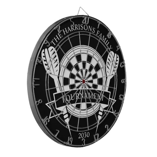 Individuelle Name der Schwarzweißfamilie Dartscheibe (Vorderseite Links)