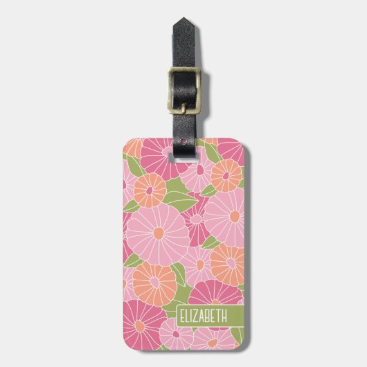 Individuelle Name der Sommerblumenmuster Gepäckanhänger (Vorderseite vertikal)