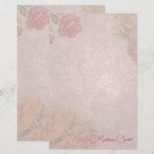 Individuelle Name der Vintagen Rose Briefpapier (Vorne/Hinten)