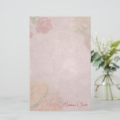 Individuelle Name der Vintagen Rose Briefpapier (Stehend Vorderseite)
