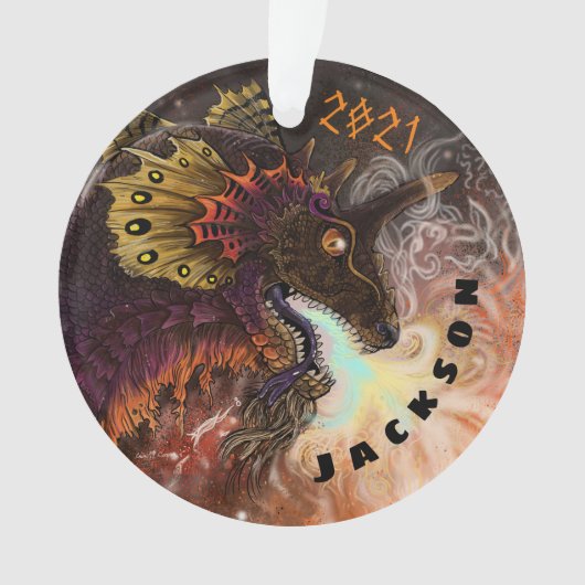 Individuelle Name des FeuerSpitter-Drachen Ornament (Vorderseite)