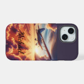 Individuelle Name des Flugzeug des Piloten iPhone 15 Hülle (Rückseite (Horizontal))