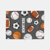Individuelle Name des Sportspielers Grau Fleecedecke (Vorderseite (Horizontal))