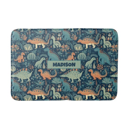 Individuelle Name Dinosaur Pattern Badematte (Vorderseite)