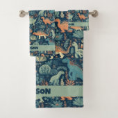 Individuelle Name Dinosaur Pattern Badhandtuch Set (Insitu)