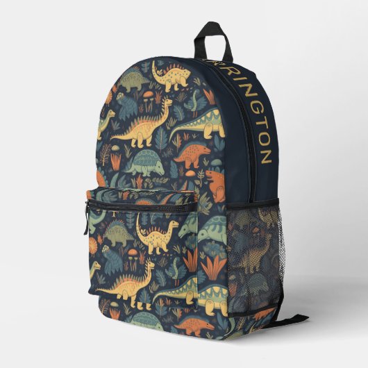 Individuelle Name Dinosaur Pattern Bedruckter Rucksack (Rückseitige Ecke Rechts)