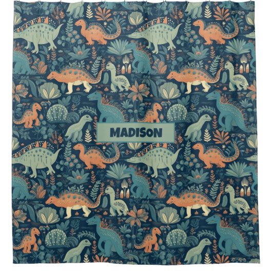 Individuelle Name Dinosaur Pattern Duschvorhang (Vorderseite)