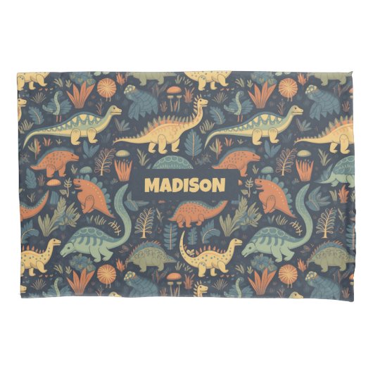 Individuelle Name Dinosaur Pattern Kissenbezug (Vorderseite)
