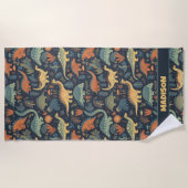 Individuelle Name Dinosaur Pattern Strandtuch (Vorderseite)