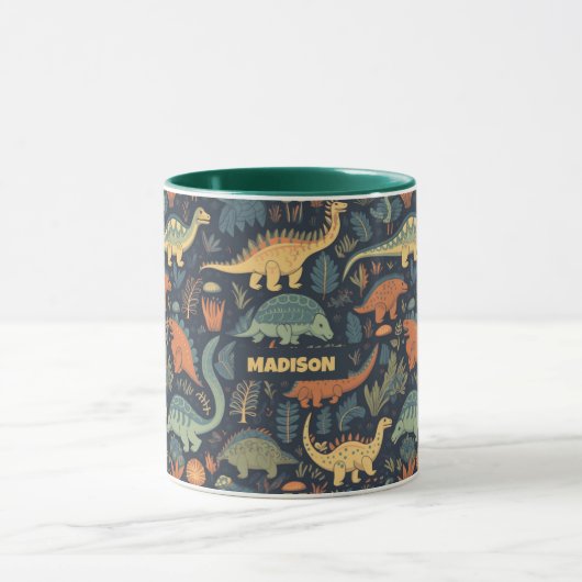 Individuelle Name Dinosaur Pattern Tasse (Zentrum)