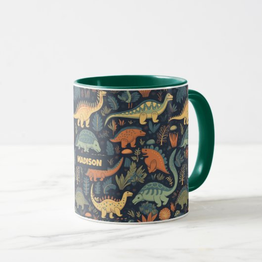 Individuelle Name Dinosaur Pattern Tasse (VorderseiteRechts)