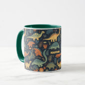 Individuelle Name Dinosaur Pattern Tasse (Vorderseite Links)