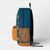 Individuelle Name Dinosaurier Boy's Blue & Orange Bedruckter Rucksack (Rechts)
