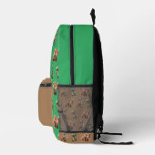 Individuelle Name Dinosaurier Boy's Green & Brown Bedruckter Rucksack (Rechts)