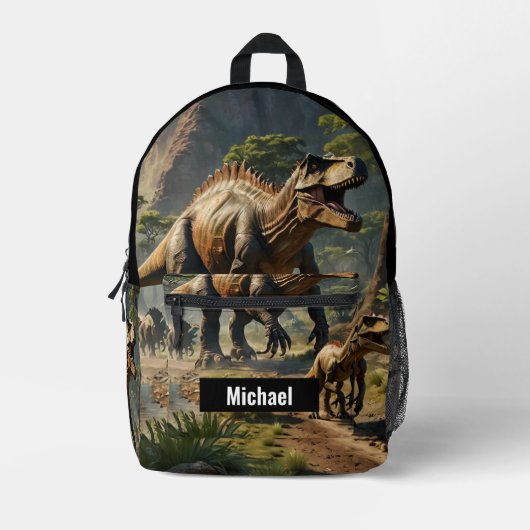 Individuelle Name Dinosaurier Boys Outdoor Rucksac Bedruckter Rucksack (Vorderseite)