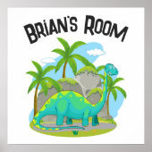 Individuelle Name Dinosaurier Zimmerdekor Kids Wal Poster (Vorne)