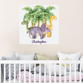 Individuelle Name Dinosaurs Palme Trees Poster