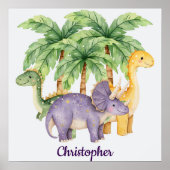 Individuelle Name Dinosaurs Palme Trees Poster (Vorne)