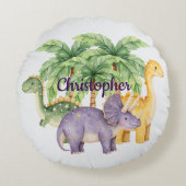 Individuelle Name Dinosaurs Palme Trees Rundes Kissen (Vorderseite)