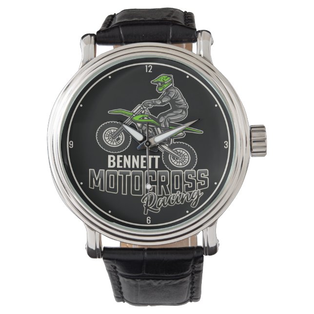 Individuelle Name Dirt Bike Rider Armbanduhr (Vorderseite)
