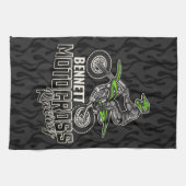 Individuelle Name Dirt Bike Rider Geschirrtuch (Horizontal)