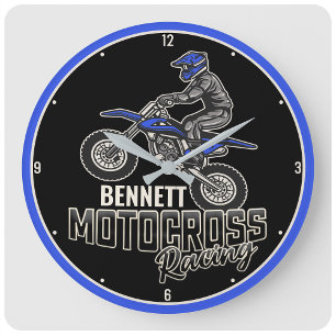 Individuelle Name Dirt Bike Rider Große Wanduhr