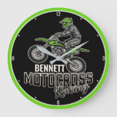 Individuelle Name Dirt Bike Rider Große Wanduhr (Vorderseite)