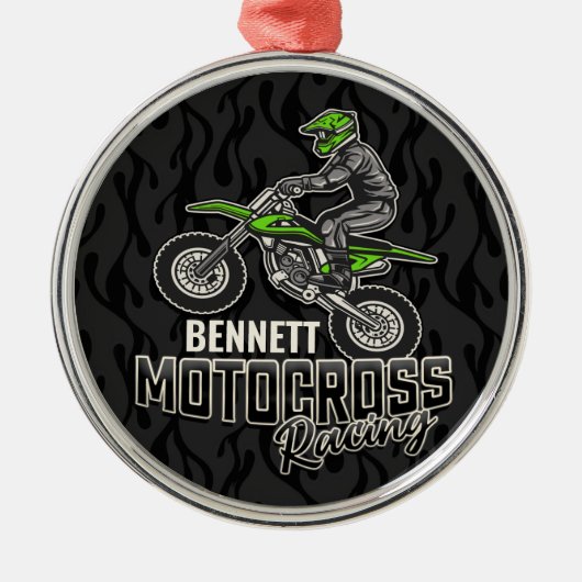 Individuelle Name Dirt Bike Rider Ornament Aus Metall (Vorne)