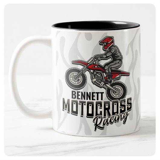 Individuelle Name Dirt Bike Rider Zweifarbige Tasse