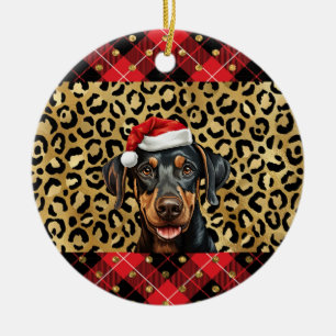 Individuelle Name Doberman Pinscher dog Weihnachts Keramik Ornament