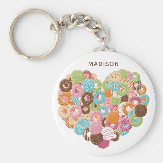 Individuelle Name Donut Lover Schlüsselketten Schlüsselanhänger (Vorne)