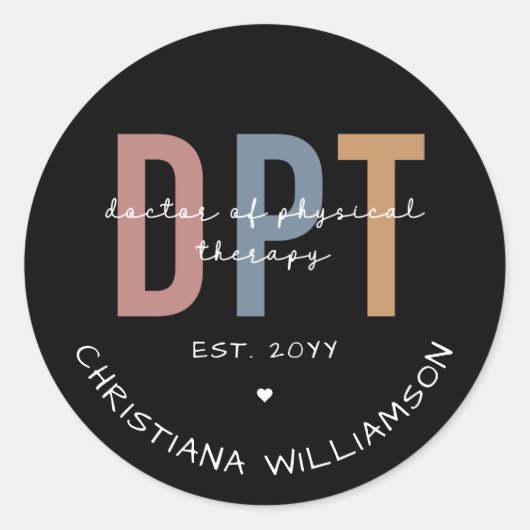 Individuelle Name DPT Arzt für Physikalische Thera Runder Aufkleber (Vorderseite)
