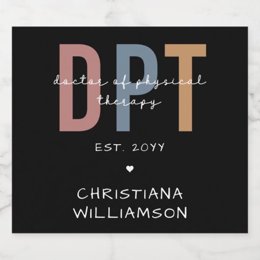 Individuelle Name DPT Arzt für Physikalische Thera Schaumweinetikett (Einzelnes Label)