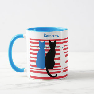 Individuelle Name Drei Katzen Streifen Tasse