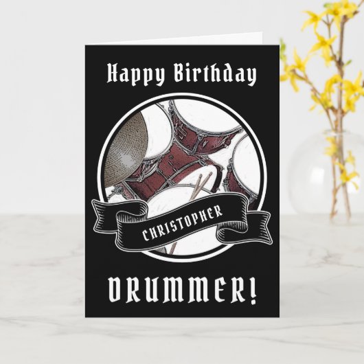 Individuelle Name Drummer Birthday Card Drums Drum Karte (Gelbe Blume)