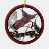 Individuelle Name Drummer Boy Weihnachtstrommel Keramik Ornament (Vorne)