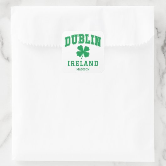 Individuelle Name Dublin Irland Quadratischer Aufkleber (Tasche)