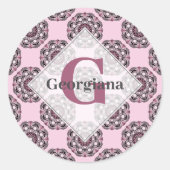 Individuelle Name Dusky Rose Cherry Blossom Dot Ma Runder Aufkleber (Vorderseite)