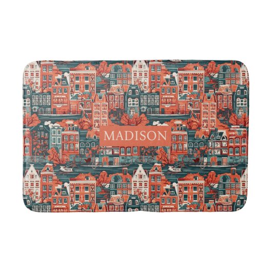 Individuelle Name Dutch Houses Pattern Badematte (Vorderseite)